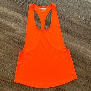 Forever 21 Stretch-Knit Racerbank Tank in Neon Orange